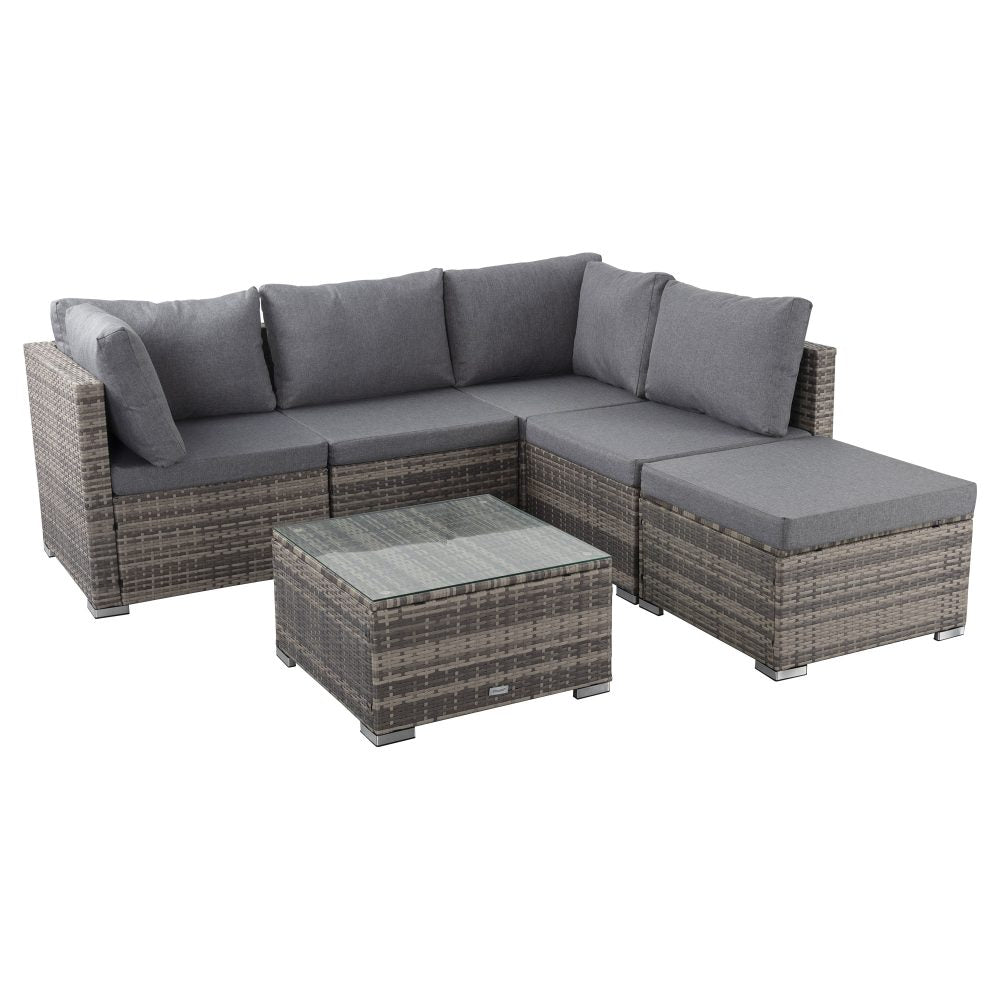 Ottoman - Style Outdoor Lounge Set in Grey | Outdoorium