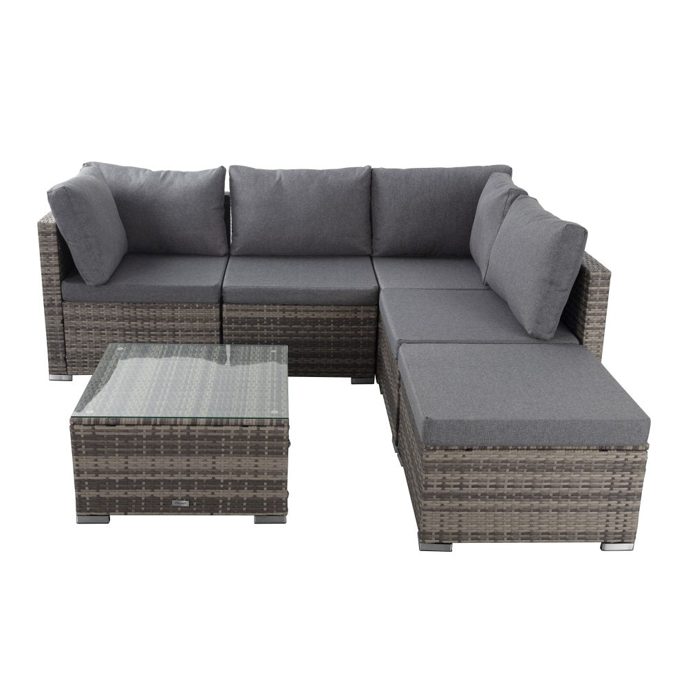Ottoman - Style Outdoor Lounge Set in Grey | Outdoorium