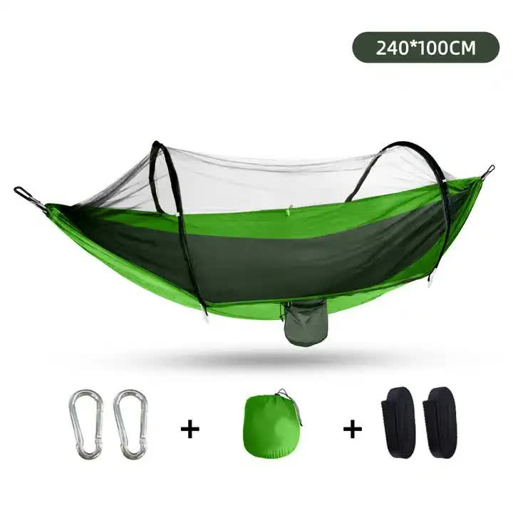 Outdoor Camping Hammock with Mosquito Net - 240x100cm Lightweight Portable Hammock Single - Outdoorium