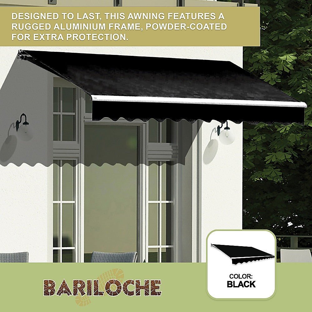 Outdoor Folding Arm Awning Retractable Sunshade Canopy Black 3.0m x 2.5m | Outdoorium