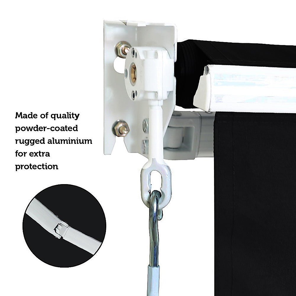 Outdoor Folding Arm Awning Retractable Sunshade Canopy Black 4.0m x 2.5m | Outdoorium