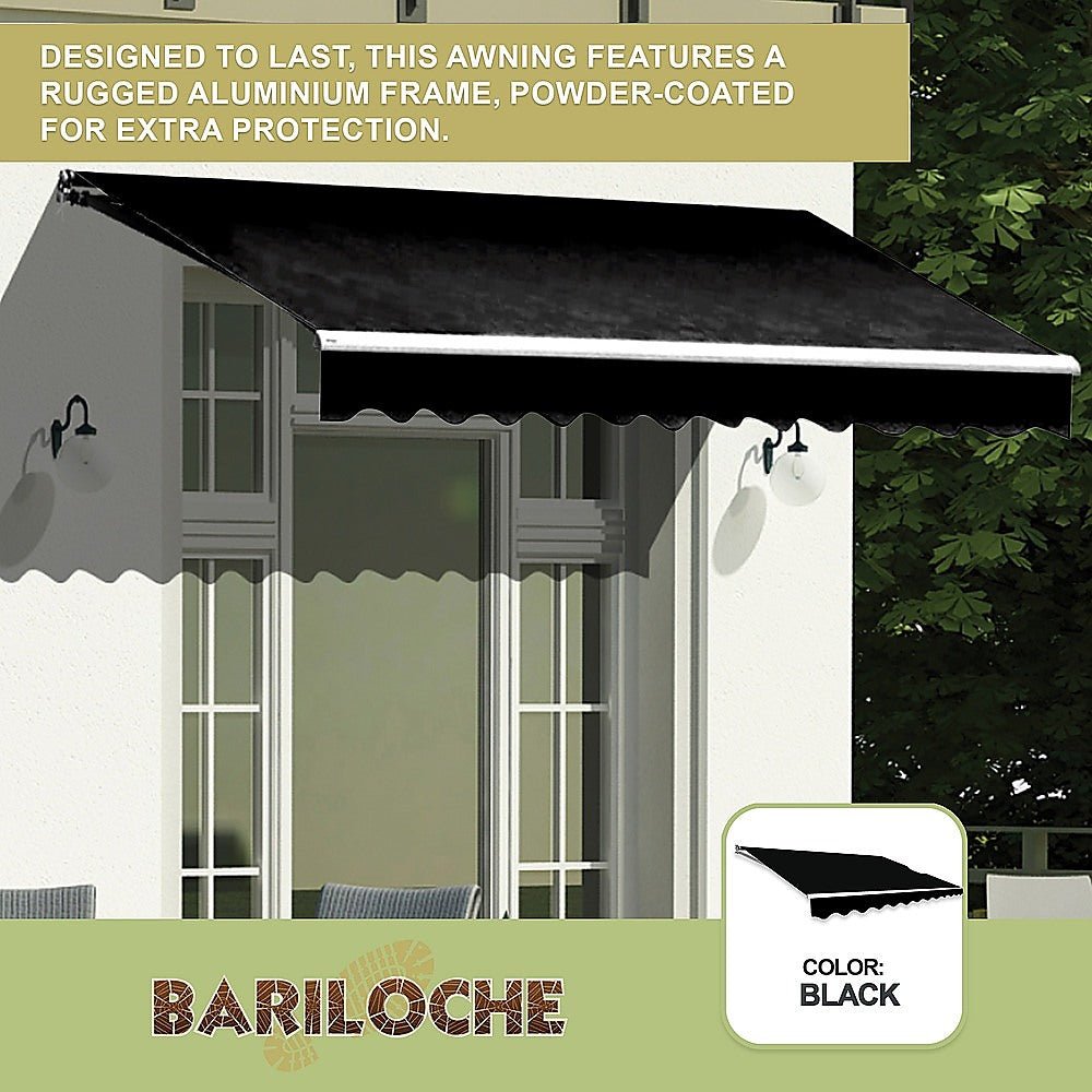 Outdoor Folding Arm Awning Retractable Sunshade Canopy Black 4.0m x 2.5m | Outdoorium