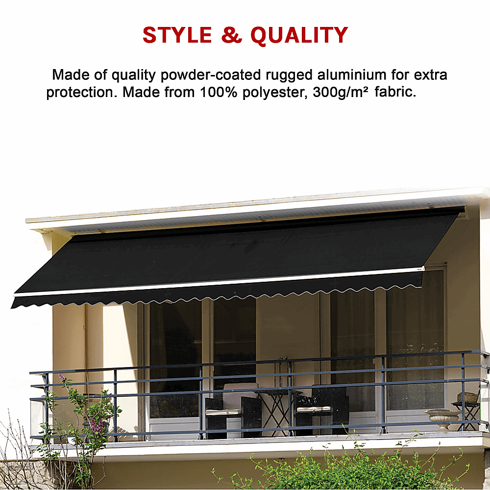 Outdoor Folding Arm Awning Retractable Sunshade Canopy Black 5.0m x 2.5m | Home & Garden > Shading > Awnings