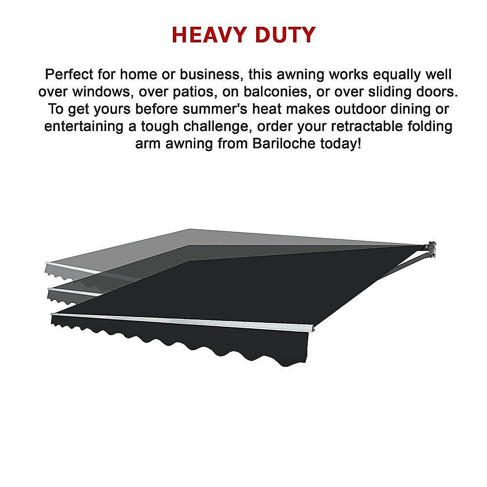 Outdoor Folding Arm Awning Retractable Sunshade Canopy Black 5.0m x 3.0m | Home & Garden > Shading > Awnings