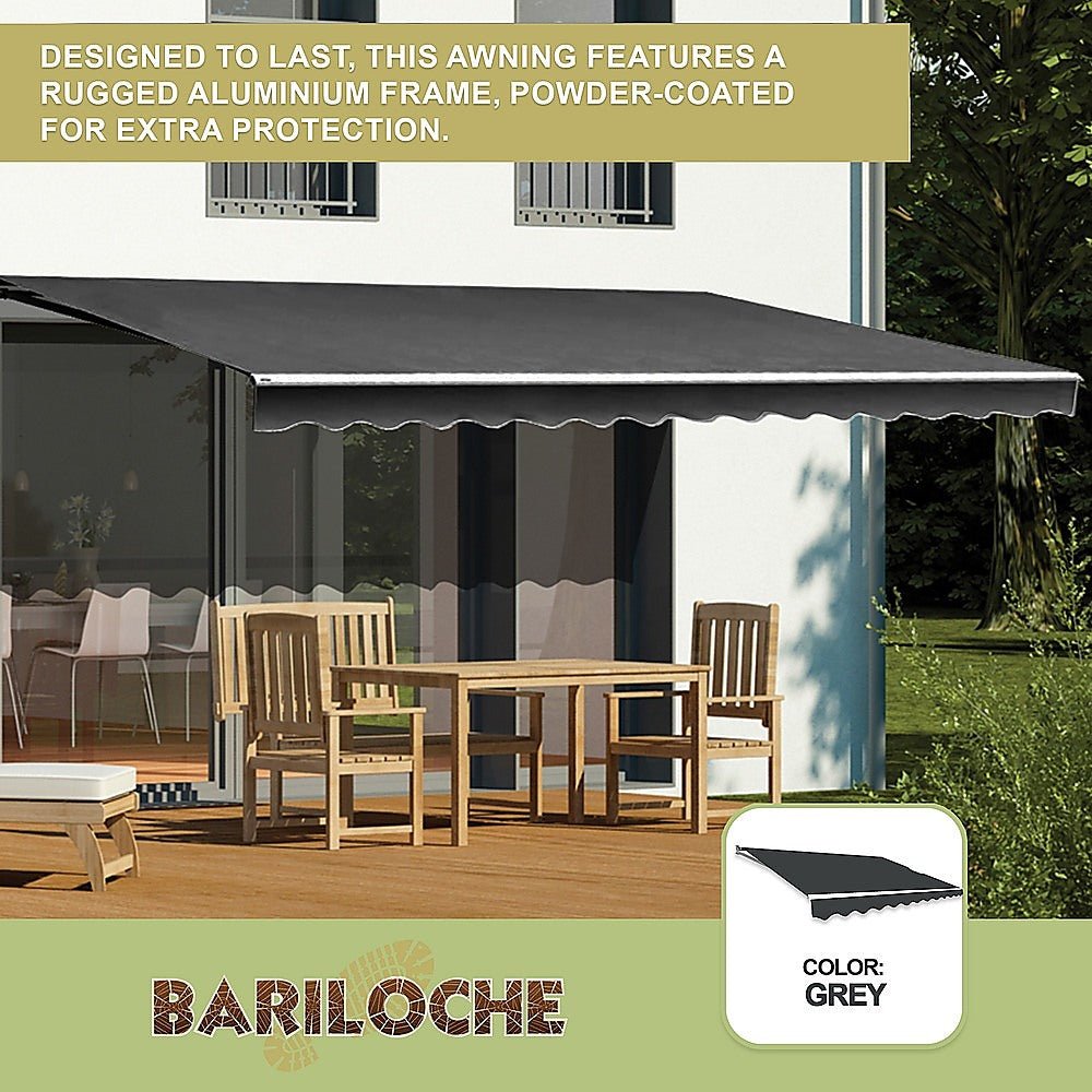 Outdoor Folding Arm Awning Retractable Sunshade Canopy Grey 4.0m x 2.5m - Outdoorium