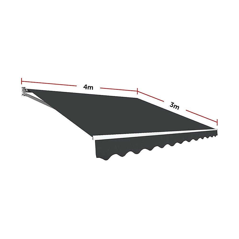 Outdoor Folding Arm Awning Retractable Sunshade Canopy Grey 4.0m x 3.0m | Outdoorium