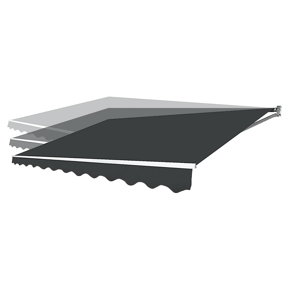 Outdoor Folding Arm Awning Retractable Sunshade Canopy Grey 5.0m x 3.0m - Outdoorium