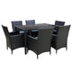 7-Piece Wicker Dining Table Set – Gardeon Black Patio