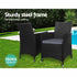 Gardeon 3-Piece Black Wicker Outdoor Bistro Set | Idris Series - View 4