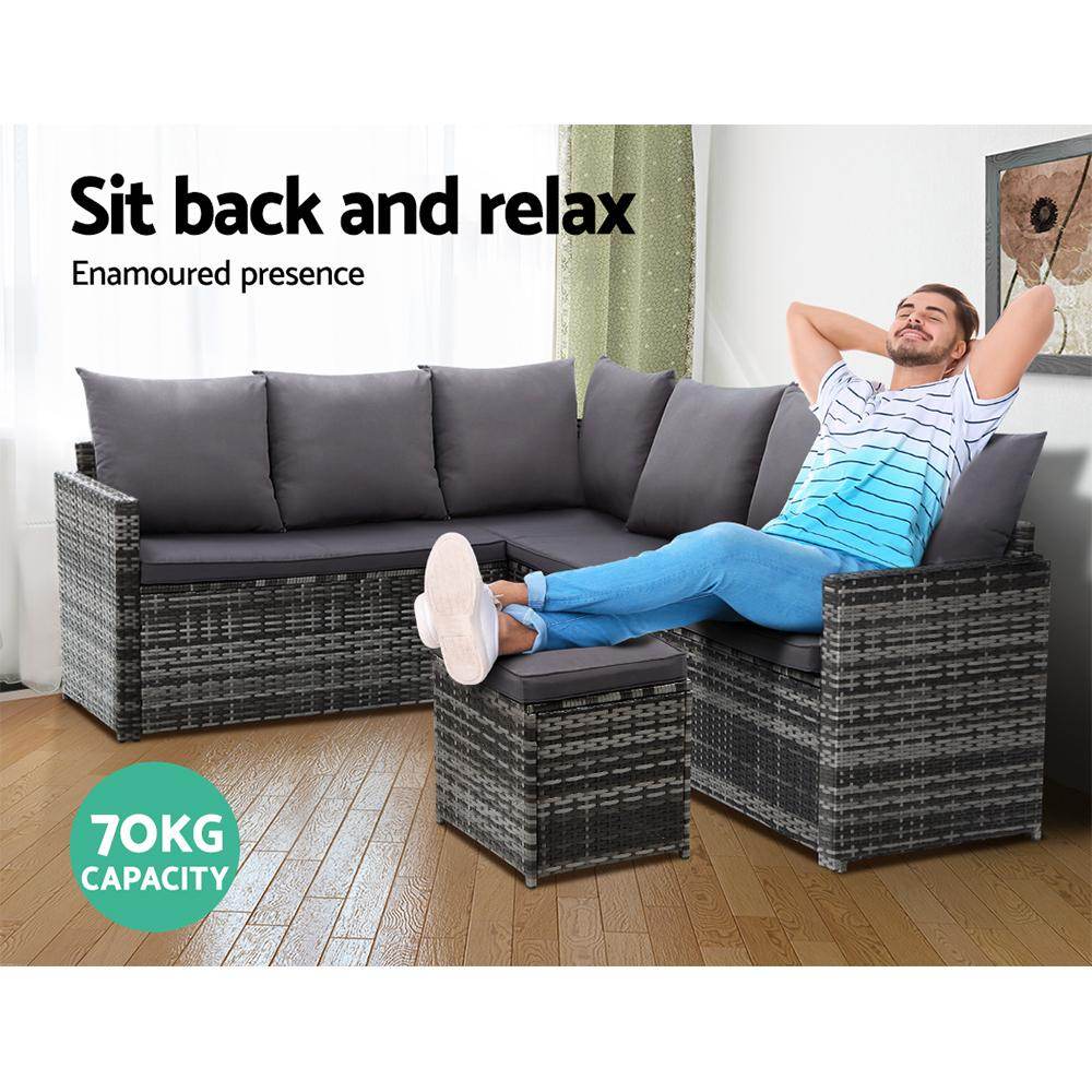 Outdoor Furniture Dining Setting Sofa Set Lounge Wicker 9 Seater Mixed Grey - View 4