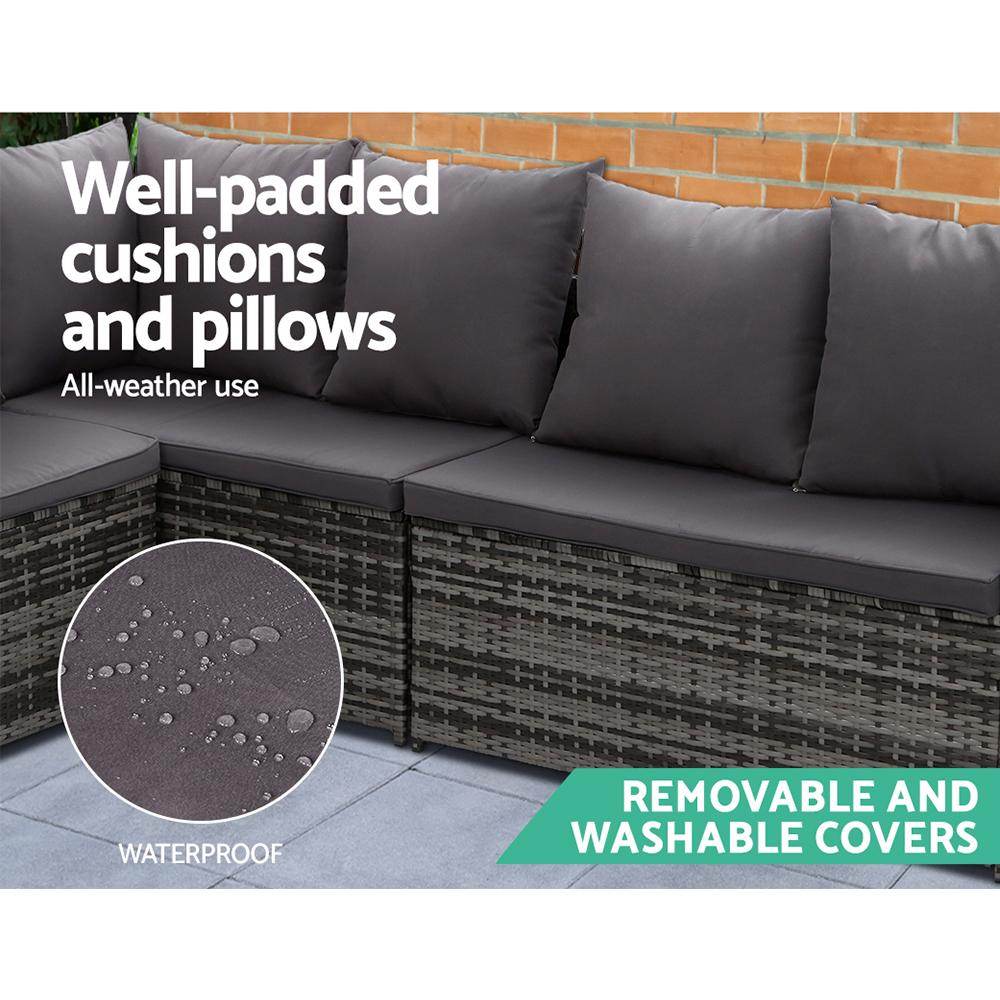 Outdoor Furniture Dining Setting Sofa Set Lounge Wicker 9 Seater Mixed Grey - View 6