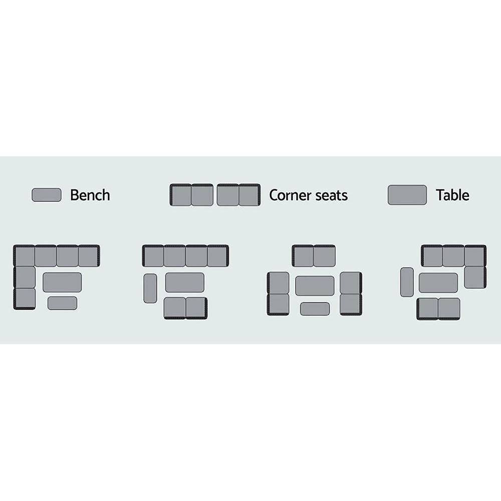 Gardeon Outdoor Dining Set Sofa Lounge Setting Chairs Table Bench Black Cover - View 7