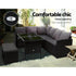 Gardeon Outdoor Dining Set Sofa Lounge Setting Chairs Table Bench Black Cover - View 3