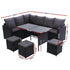Gardeon Outdoor Dining Set Sofa Lounge Setting Chairs Table Ottoman Black Cover - View 2