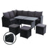 Gardeon Outdoor Dining Set Sofa Lounge Setting Chairs Table Ottoman Black Cover - View 1