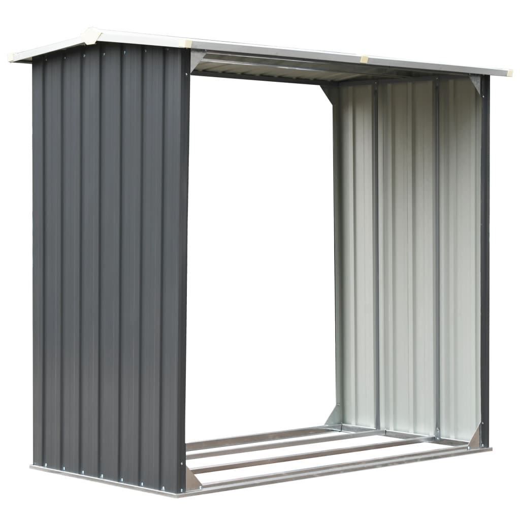 Outdoor Log Storage Shed 91cm Firewood Rack Steel w/ Raised Floor & Sloping Roof | Outdoorium