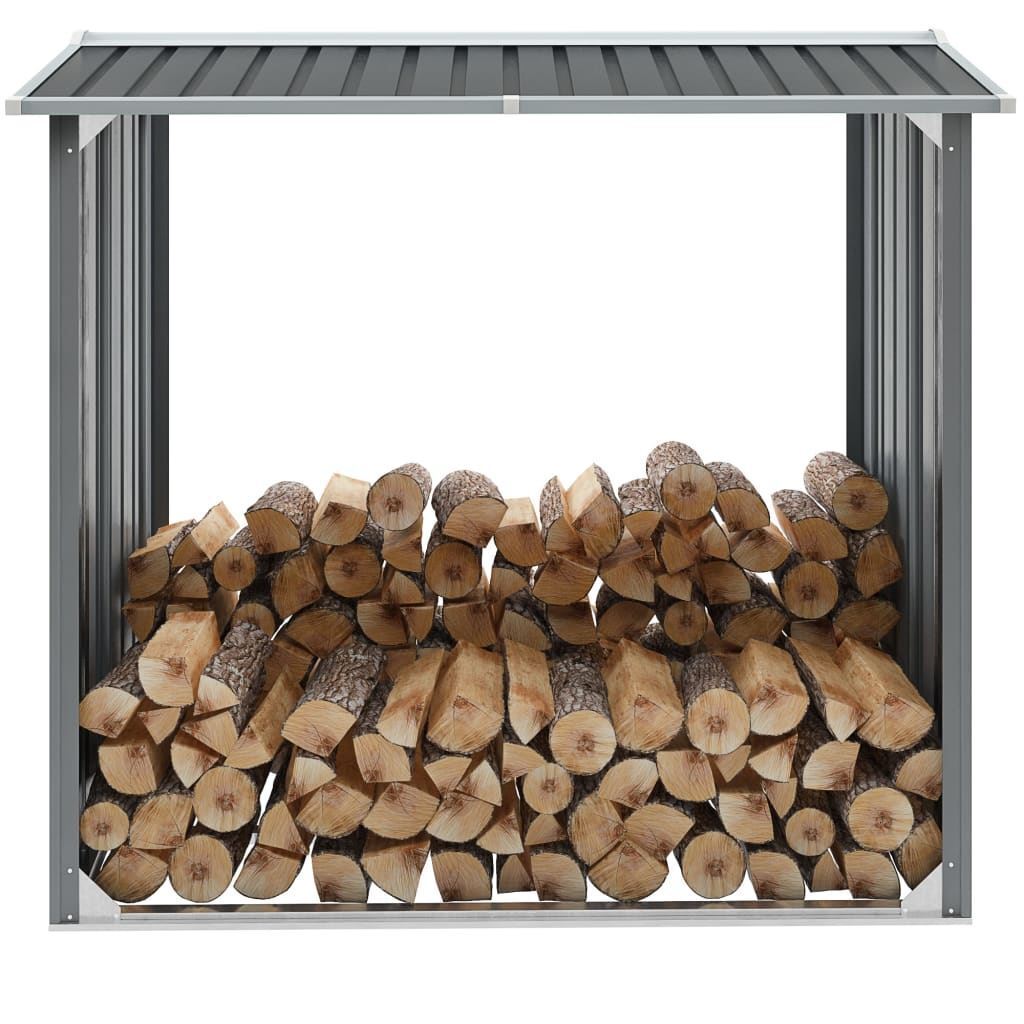 Outdoor Log Storage Shed 91cm Firewood Rack Steel w/ Raised Floor & Sloping Roof | Outdoorium