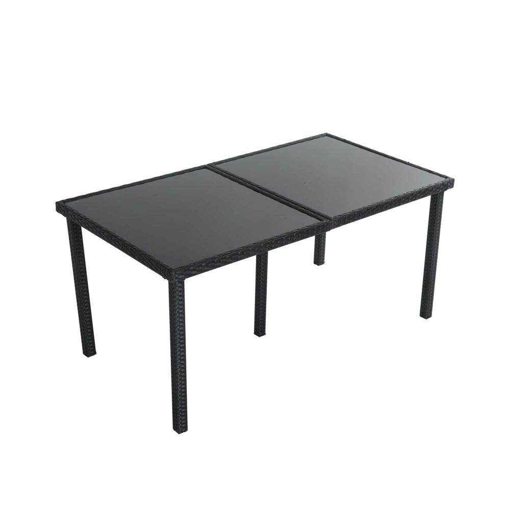 Outdoor Minimalist Black Wicker 6-Seater Dining Set - Outdoorium