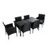 Outdoor Minimalist Black Wicker 6 - Seater Dining Set | Outdoorium