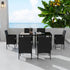 Outdoor Minimalist Black Wicker 6-Seater Dining Set - Outdoorium