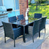 Outdoor Minimalist Black Wicker 6 - Seater Dining Set | Outdoorium