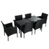 Outdoor Minimalist Black Wicker 6-Seater Dining Set - Outdoorium