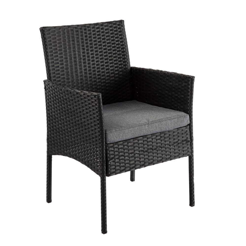 Outdoor Minimalist Black Wicker 6 - Seater Dining Set | Outdoorium