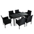 Outdoor Minimalist Black Wicker 6 - Seater Dining Set | Outdoorium