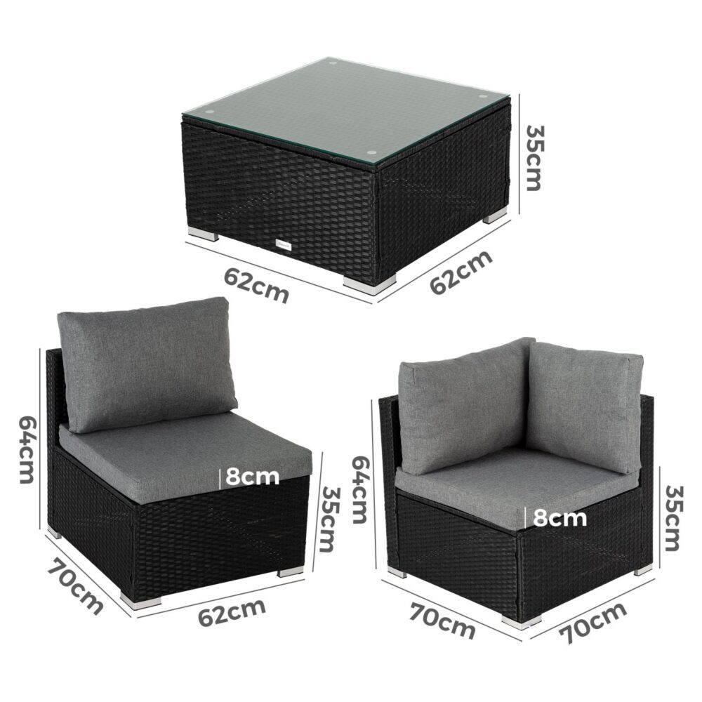 Outdoor Modular Lounge Sofa Bondi - Black | Outdoorium