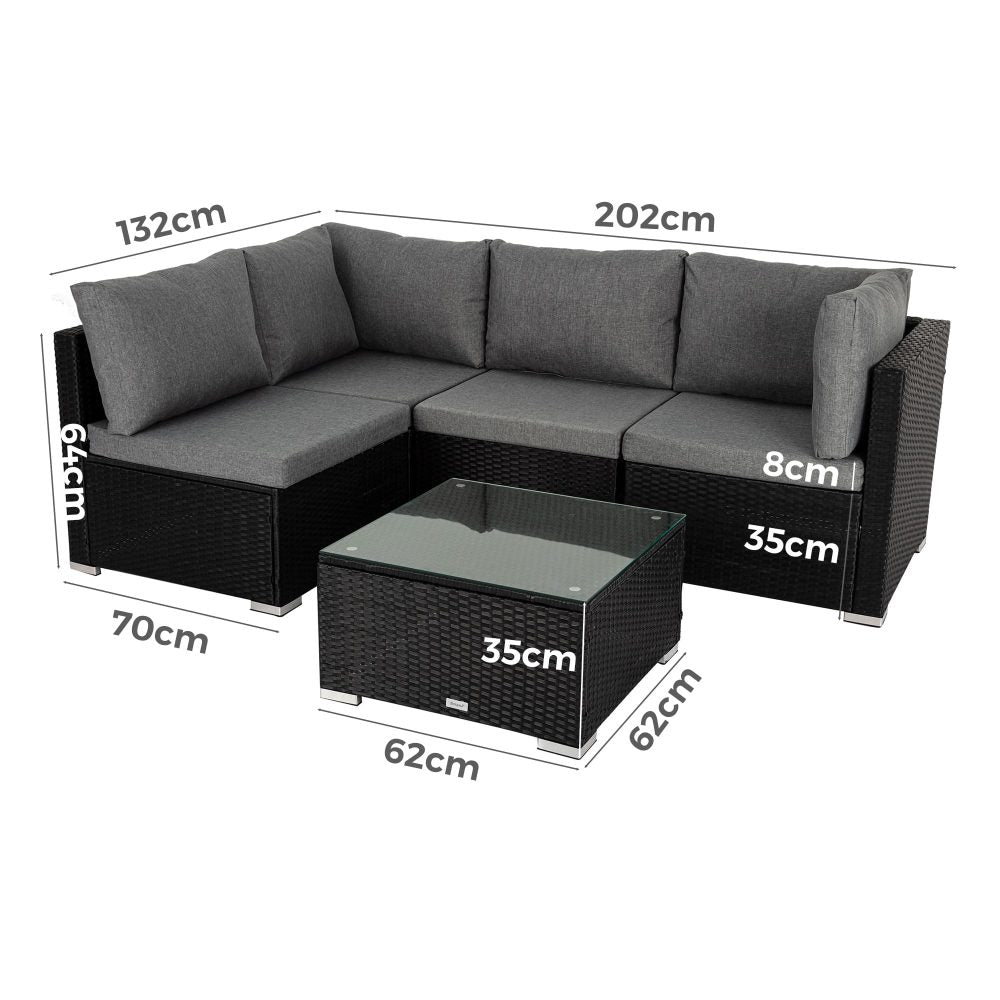 Outdoor Modular Lounge Sofa Bondi - Black - Outdoorium