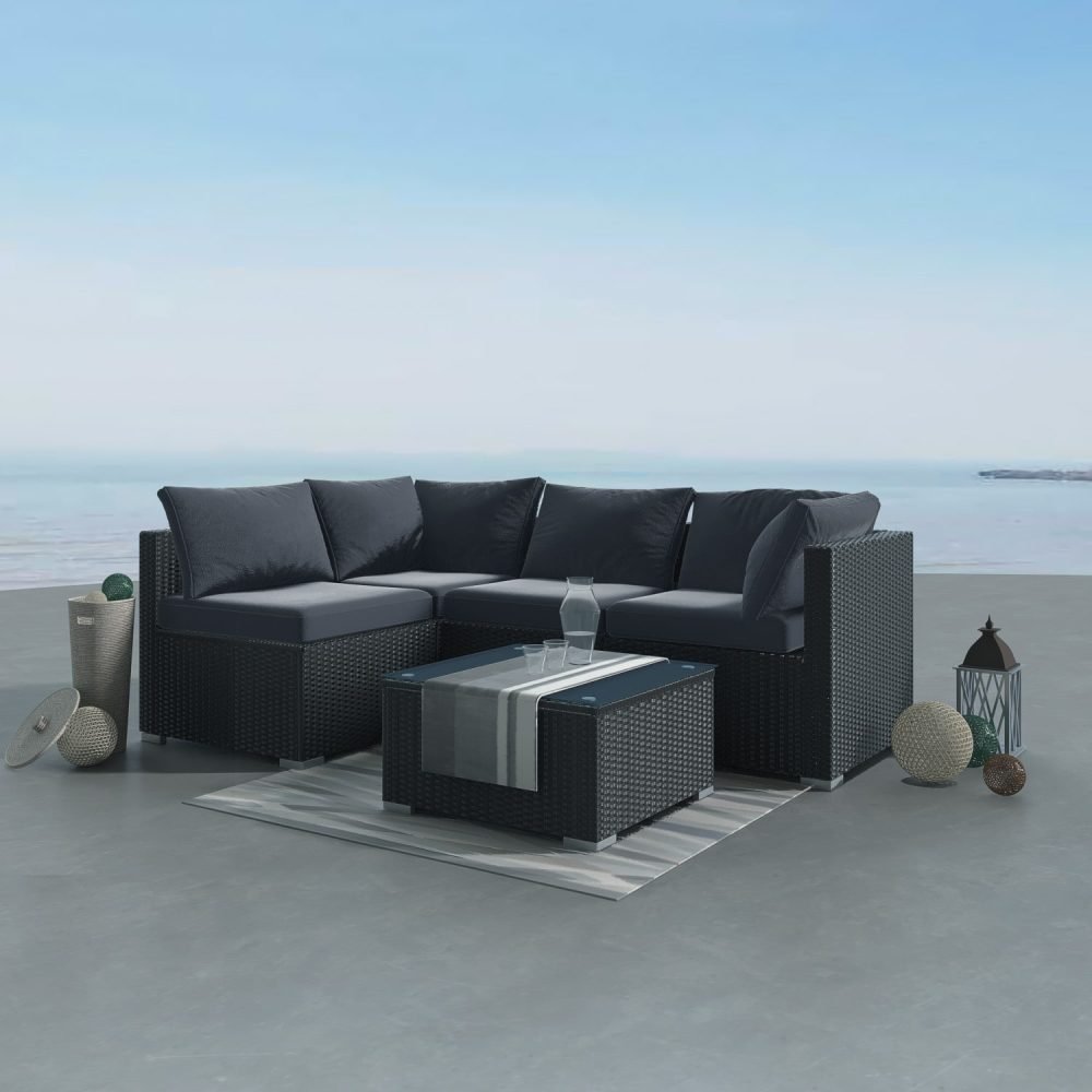 Outdoor Modular Lounge Sofa Bondi - Black - Outdoorium