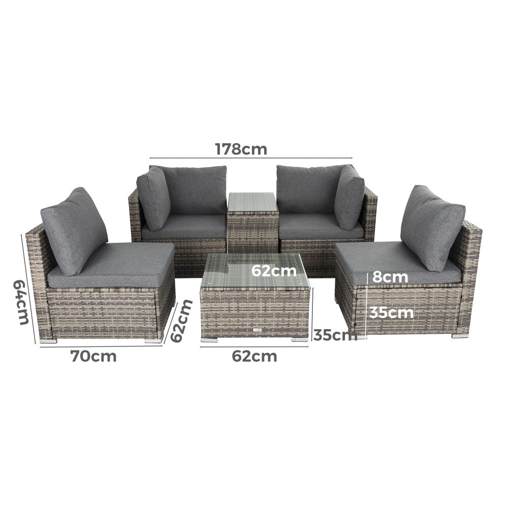 Outdoor Modular Lounge Sofa with Wicker End Table Set | Outdoorium