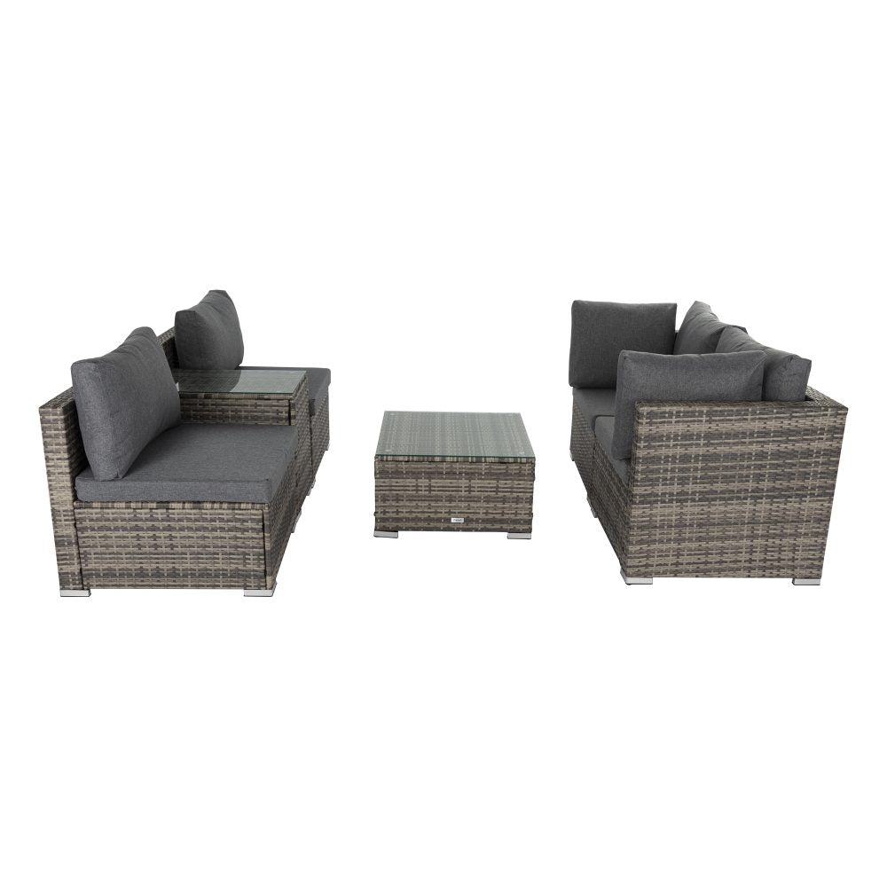 Outdoor Modular Lounge Sofa with Wicker End Table Set | Outdoorium