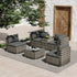 Outdoor Modular Lounge Sofa with Wicker End Table Set - Outdoorium