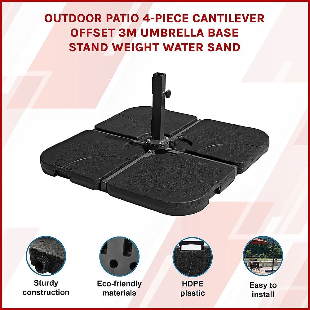 Outdoor Patio 4-Piece Cantilever Offset 3M Umbrella Base Stand Weight Water Sand - product image 5