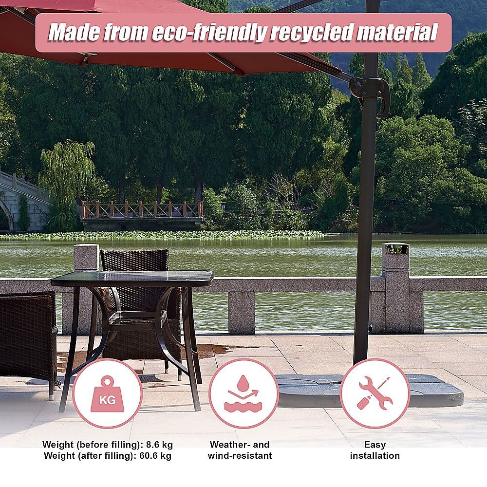 Outdoor Patio 4-Piece Cantilever Offset 3M Umbrella Base Stand Weight Water Sand - product image 8