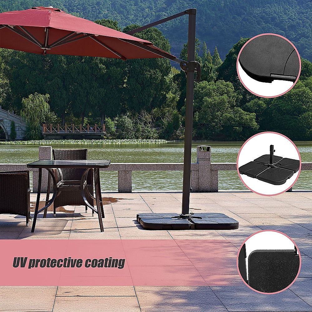 Outdoor Patio 4-Piece Cantilever Offset 3M Umbrella Base Stand Weight Water Sand - product image 6