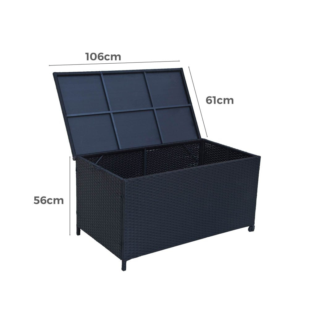 Outdoor PE Wicker Storage Box Garden 320L - Black | Outdoorium
