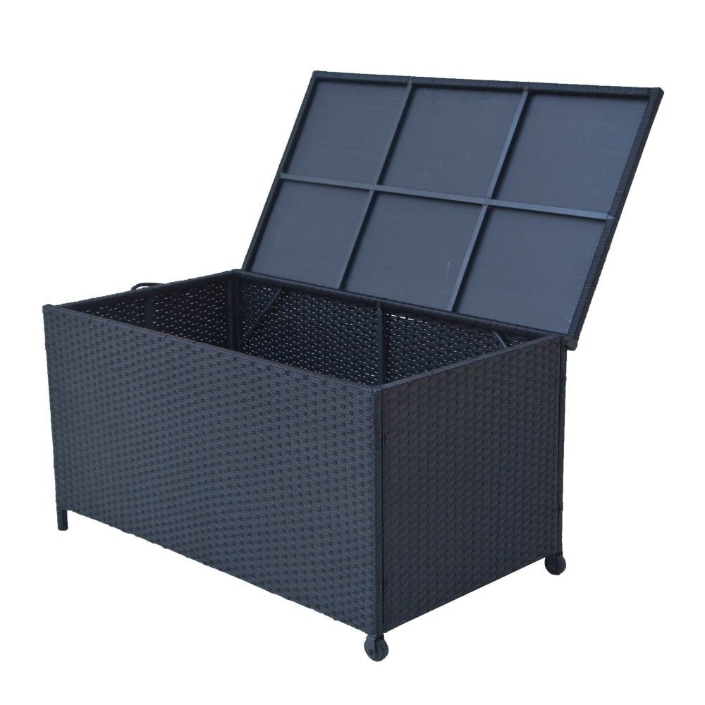 Outdoor PE Wicker Storage Box Garden 320L - Black | Outdoorium