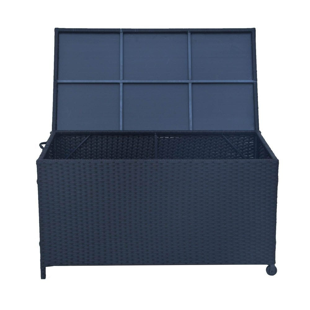 Outdoor PE Wicker Storage Box Garden 320L - Black | Outdoorium