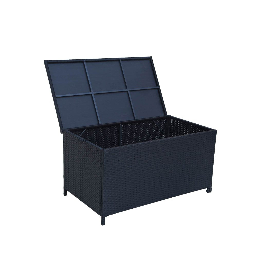 Outdoor PE Wicker Storage Box Garden 320L - Black | Outdoorium