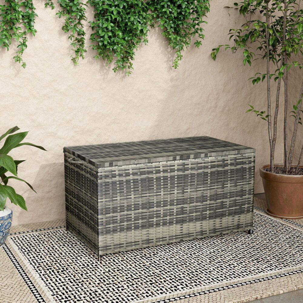 Outdoor PE Wicker Storage Box Garden 320L - Grey | Outdoorium