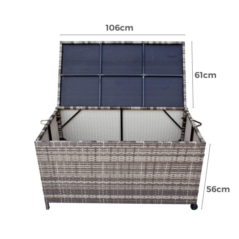 Outdoor PE Wicker Storage Box Garden 320L - Grey | Outdoorium