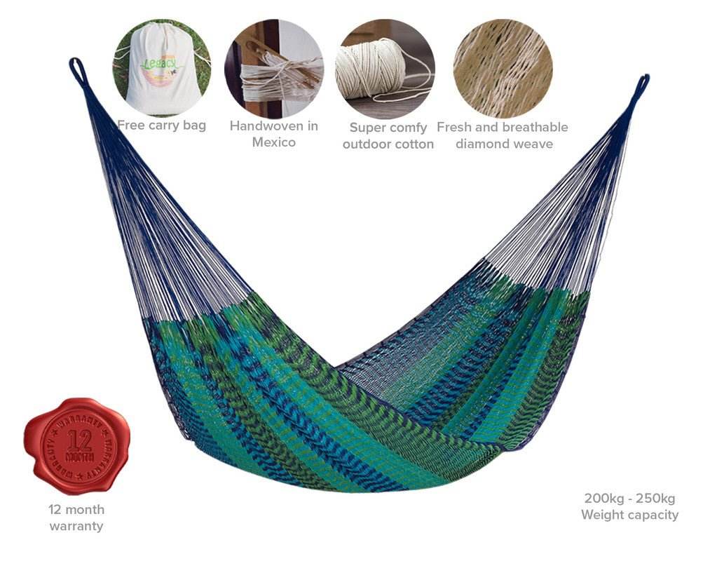 Outdoor undercover cotton Mayan Legacy hammock King size Caribe | Outdoorium