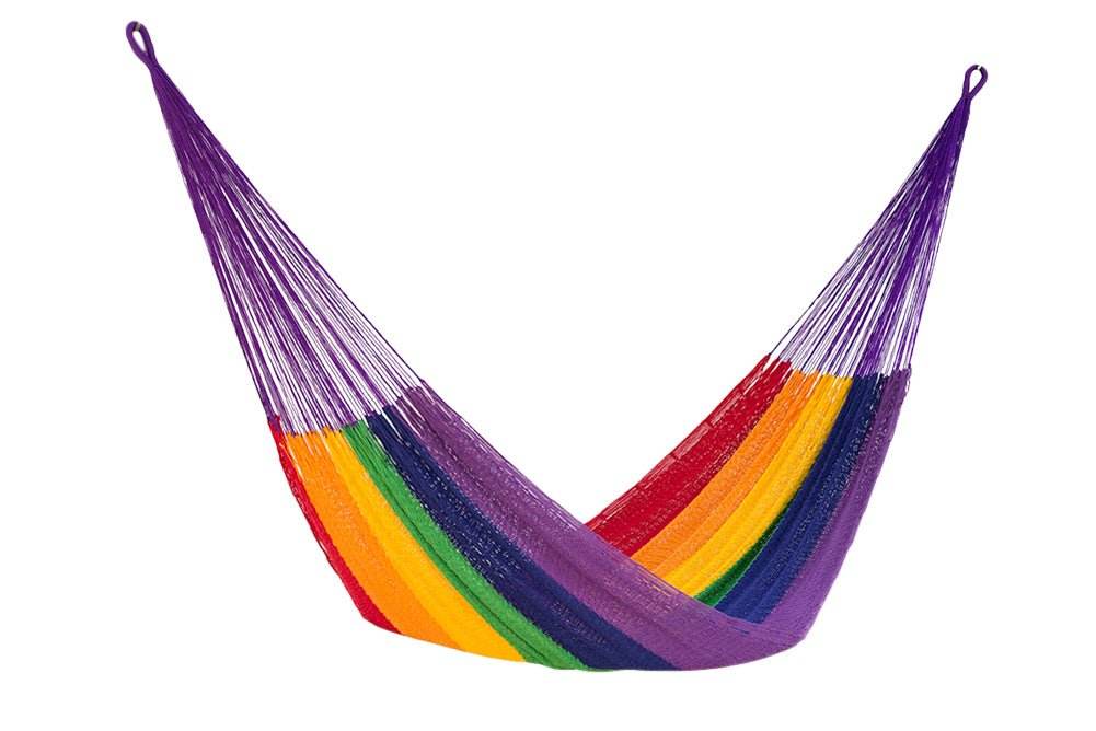 Outdoor undercover cotton Mayan Legacy hammock King size Rainbow - Outdoorium