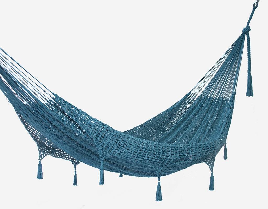 Outdoor undercover cotton Mayan Legacy hammock with hand crocheted tassels King Size Bondi | Outdoorium