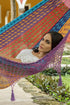 Outdoor undercover cotton Mayan Legacy hammock with hand crocheted tassels King Size Colorina | Outdoorium