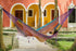 Outdoor undercover cotton Mayan Legacy hammock with hand crocheted tassels King Size Colorina | Outdoorium