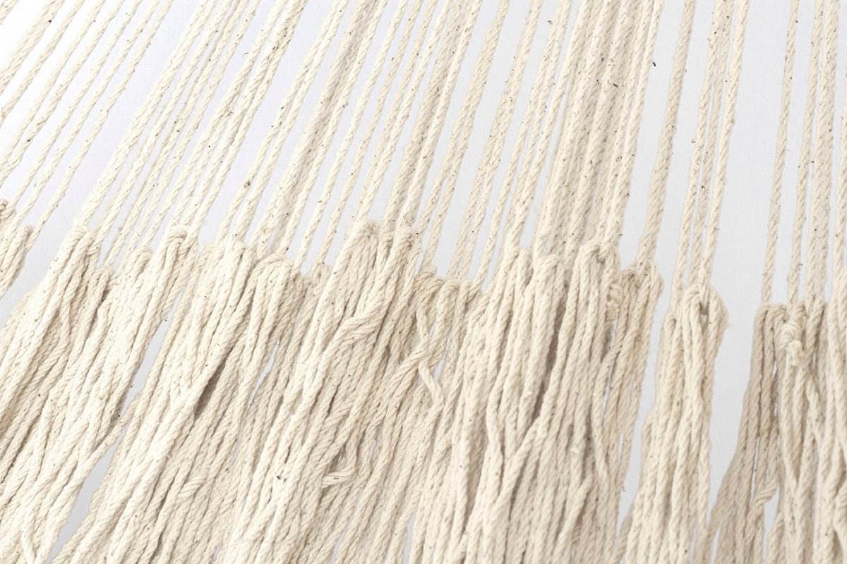 Outdoor undercover cotton Mayan Legacy hammock with hand crocheted tassels King Size Marble | Outdoorium