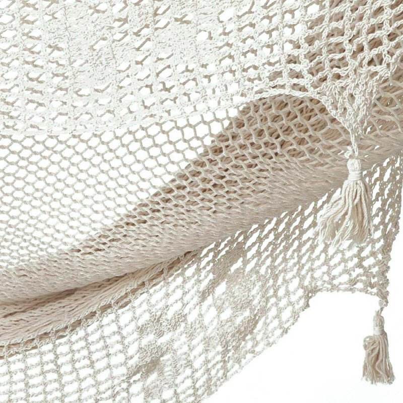 Outdoor undercover cotton Mayan Legacy hammock with hand crocheted tassels King Size Marble | Outdoorium